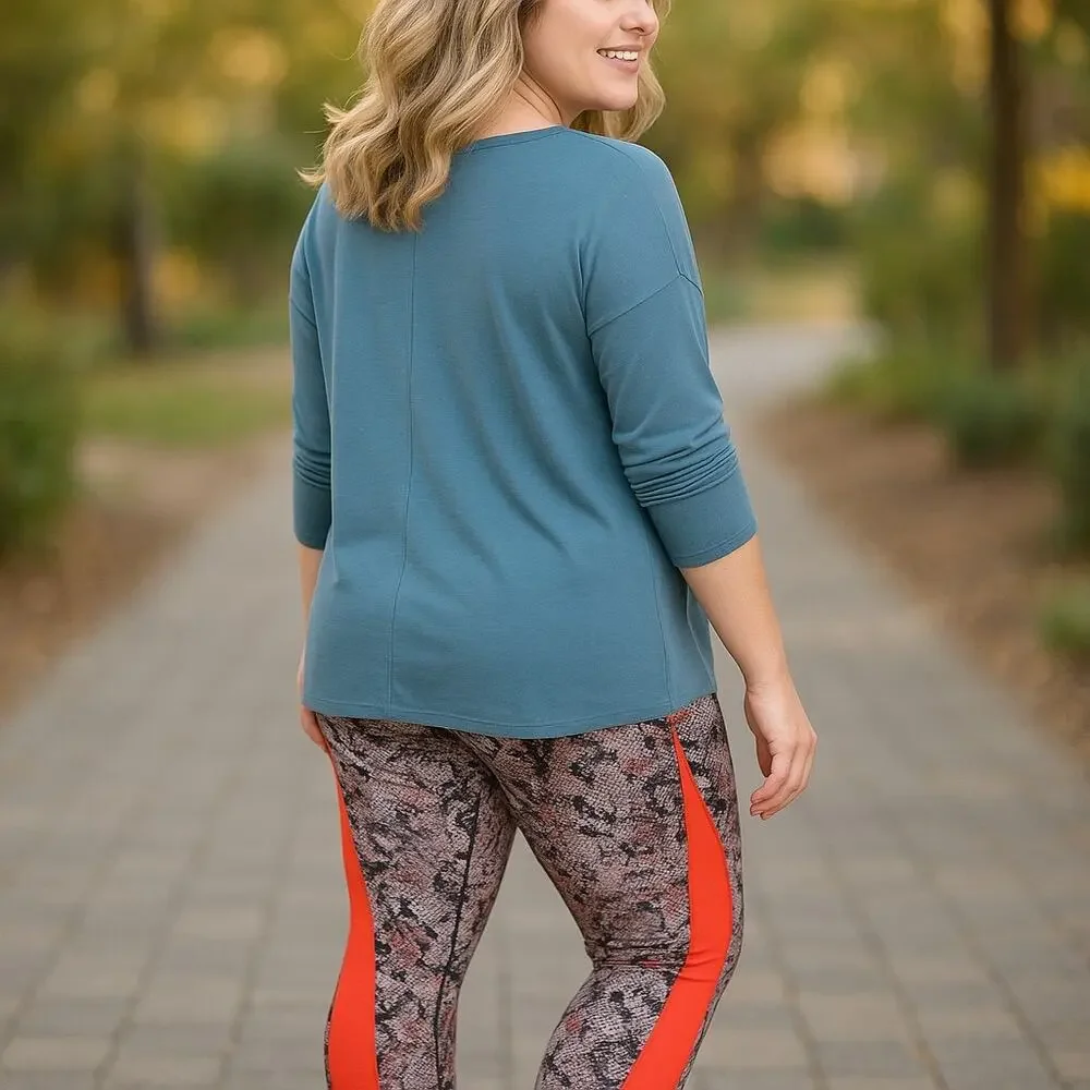 LuLaRoe Womens Leggings XL Rise Brave‎ Ankle Fitness Snakeskin Coral Stripe NEW - Picture 2 of 5
